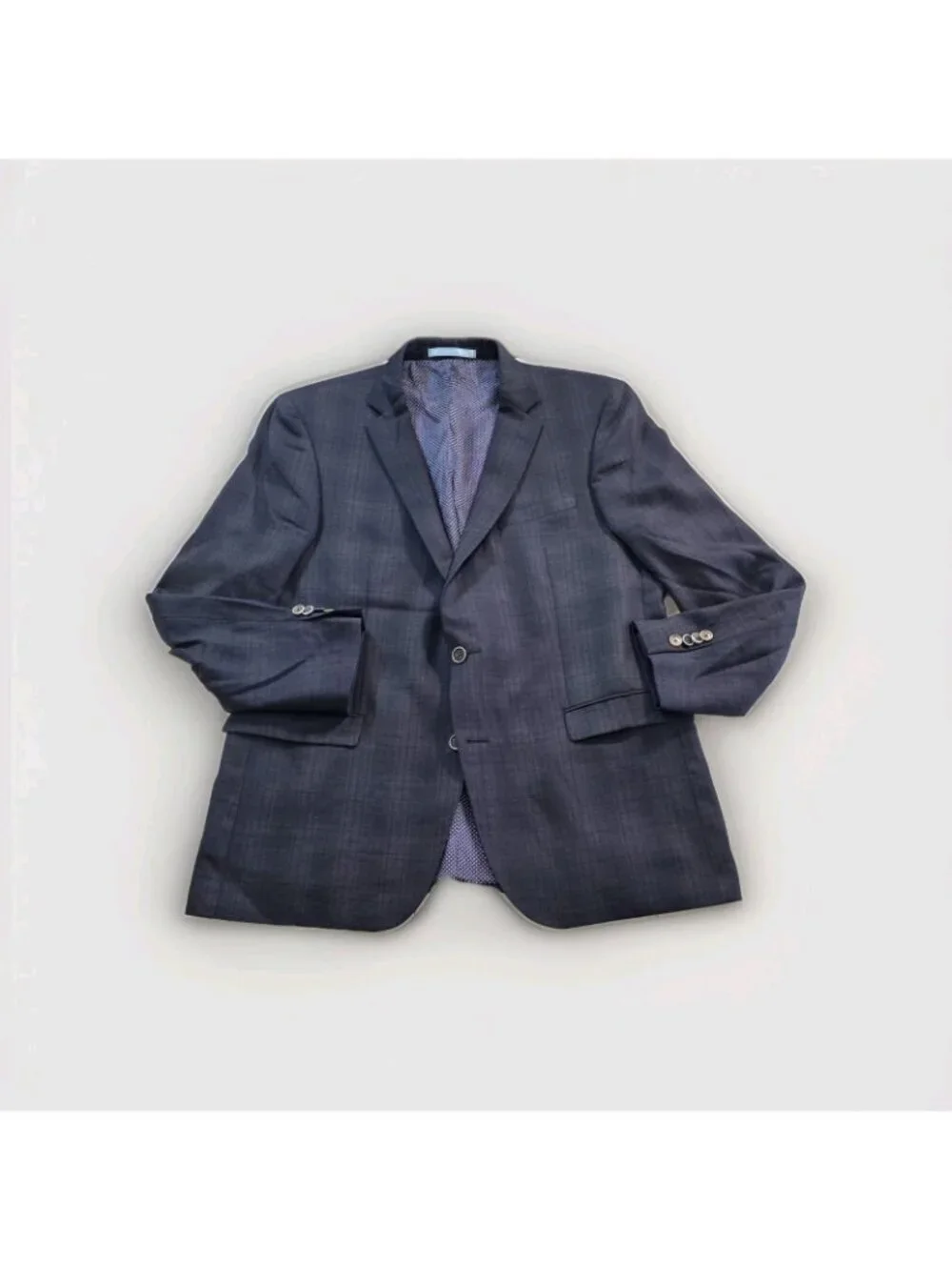 SAND Copenhagen Wool Blazer 52IT 42R Navy Plaid Soul Zignone Italian Fabric Edgy
